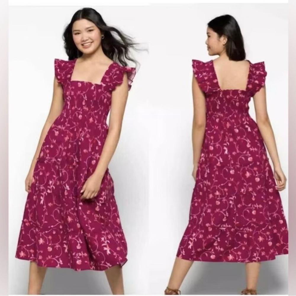 Hill House Ellie Nap Dress burgundy botanical